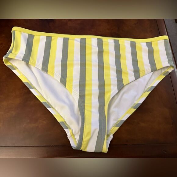 Kona Sol Yellow Gray & White Medium Coverage Hipster Bikini Bottom NWT 1X - Picture 2 of 5